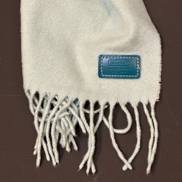 Coach Cashmere REHAB Soft Mint Fringed Scarf - Picture 2 of 7